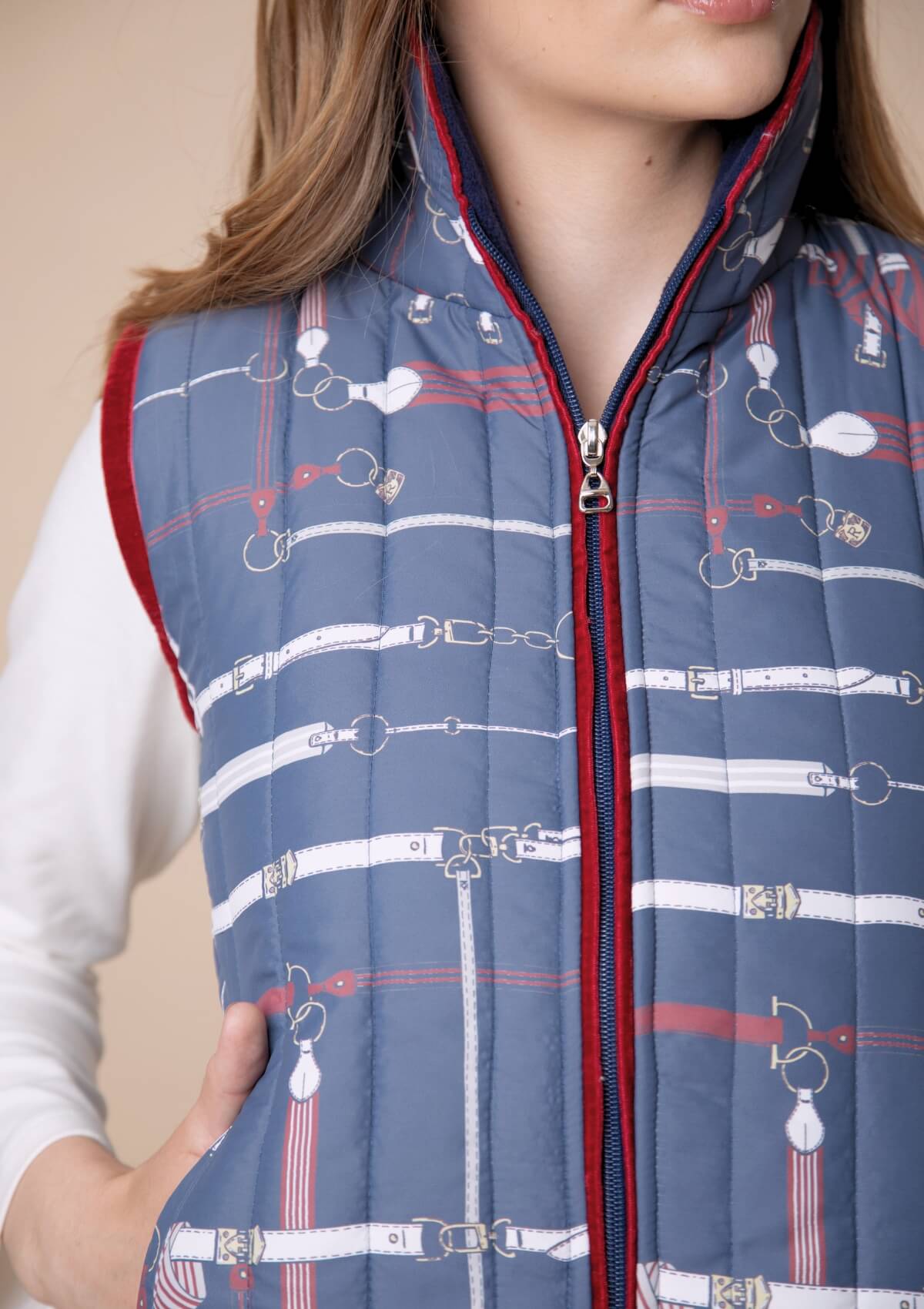 Florence Quilted Vest | Jubilea Print | Navy