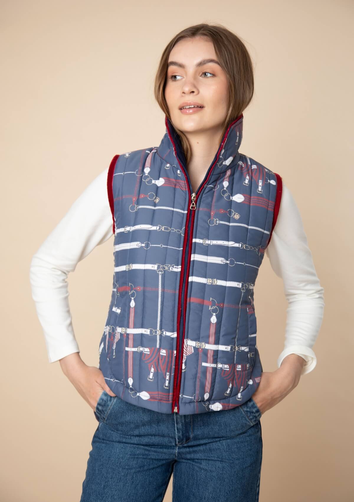 Florence Quilted Vest | Jubilea Print | Navy