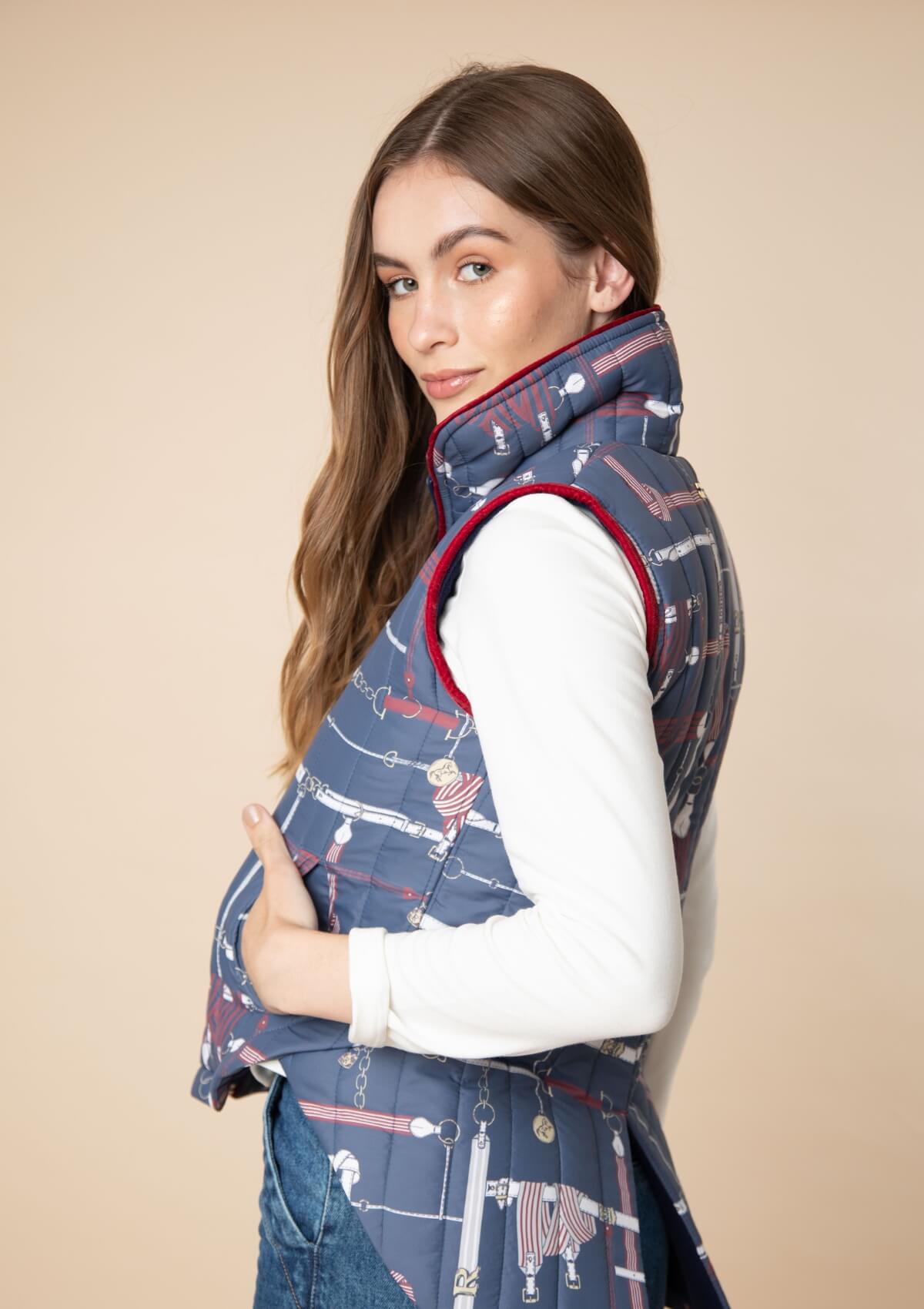 Florence Quilted Vest | Jubilea Print | Navy