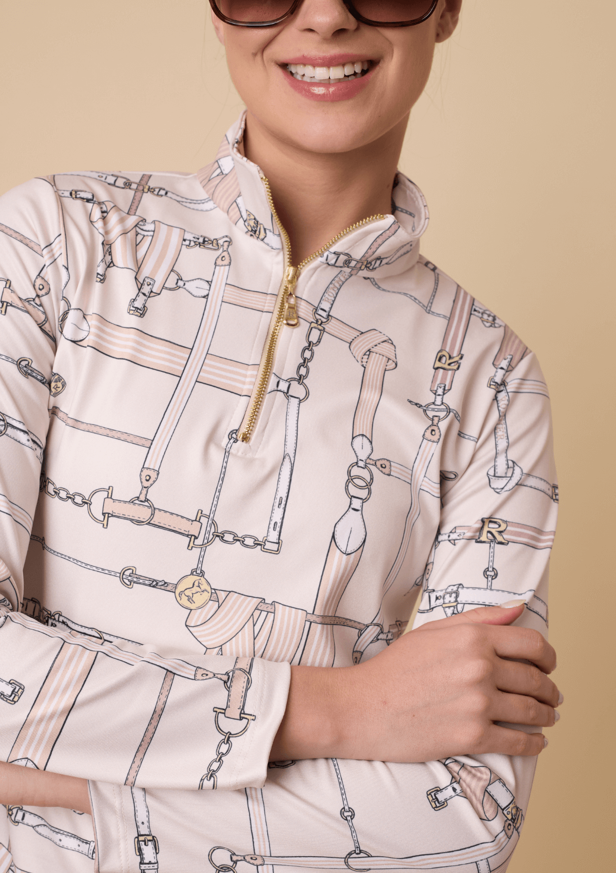 Harmony Quarter Zip | Long Sleeve | Jubilea Print | Champagne