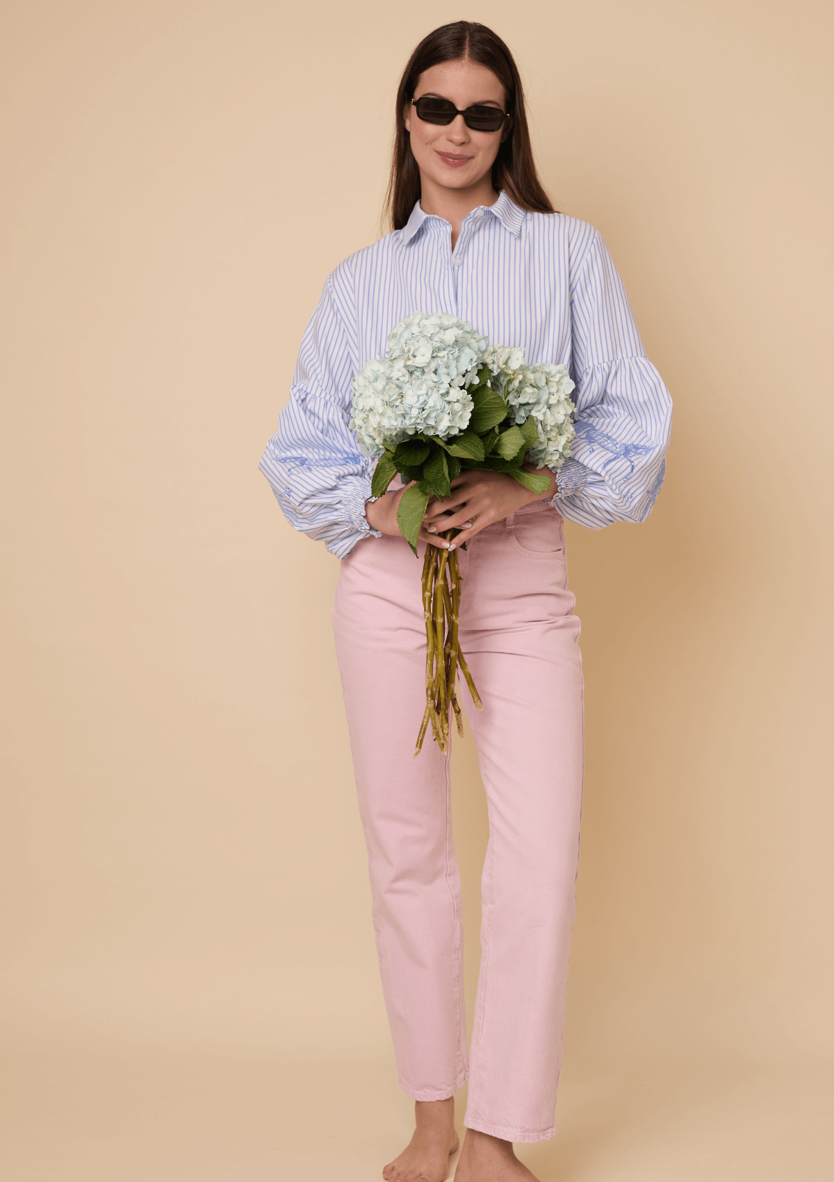 Annie Shirt Embroidered Stripes | Blue Horse