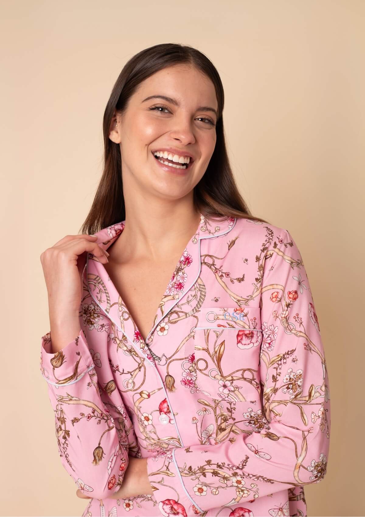 Herbaria Equestrian PJ's Set | Long Sleeve and Pant Set | Herbaria Print Rose