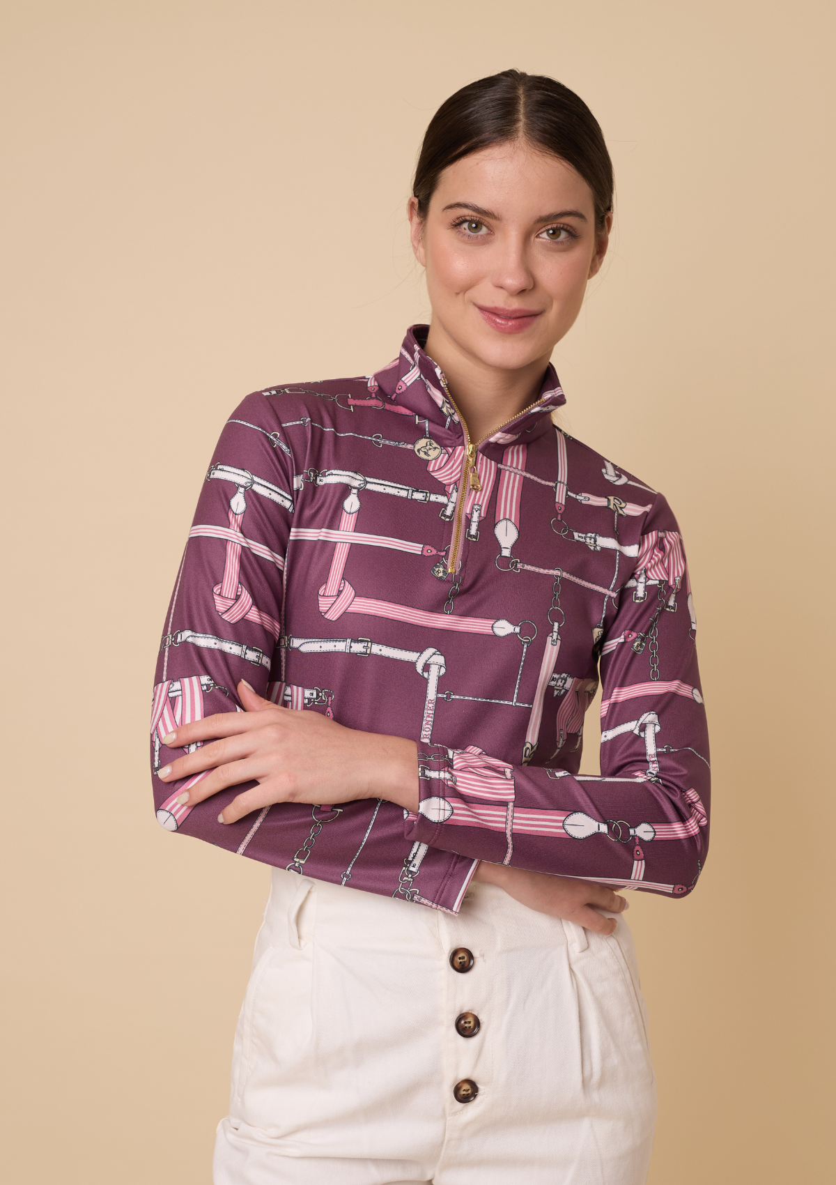 Harmony Quarter Zip | Long Sleeve | Jubilea Print | Bordeaux
