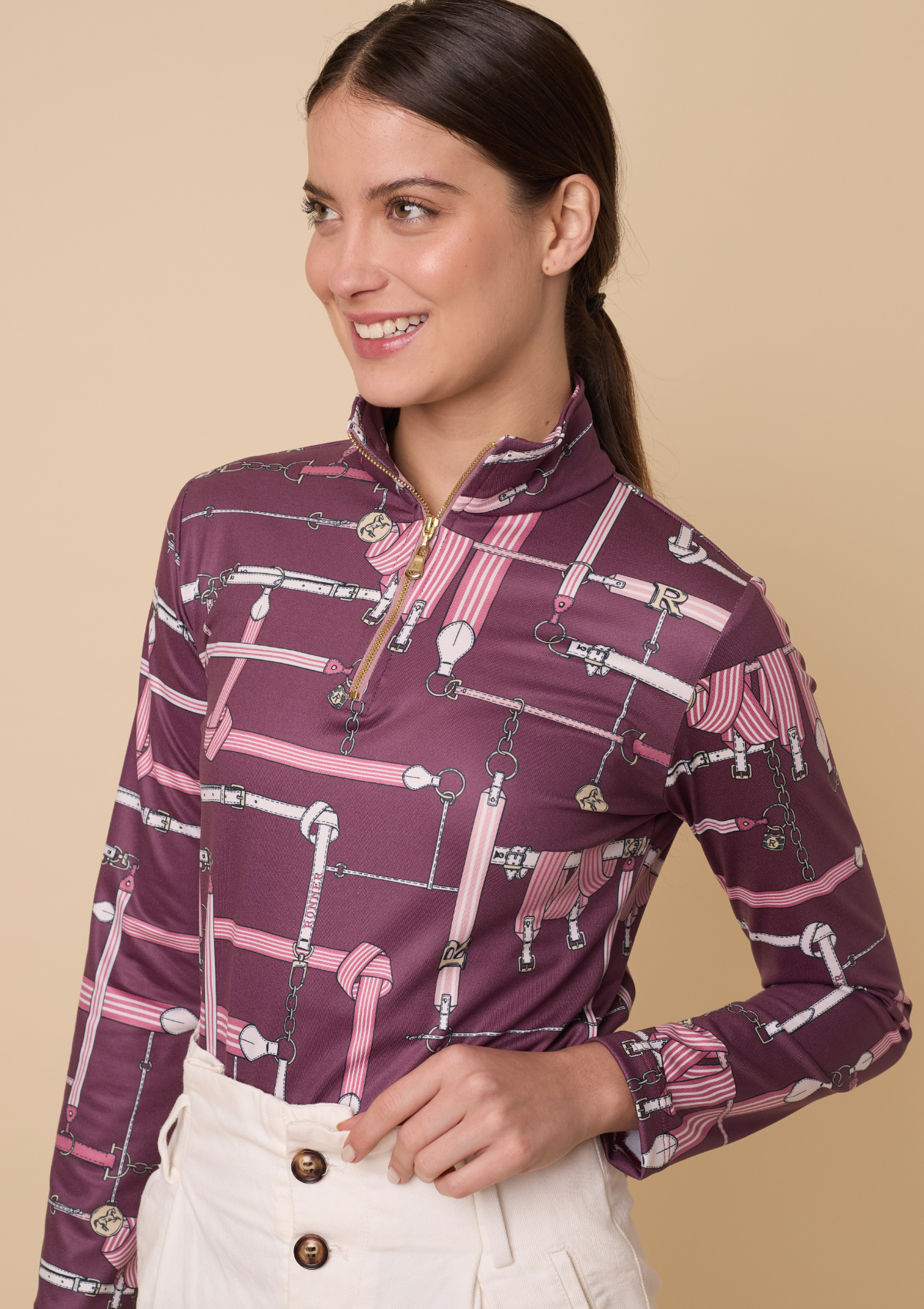 Harmony Quarter Zip | Long Sleeve | Jubilea Print | Bordeaux