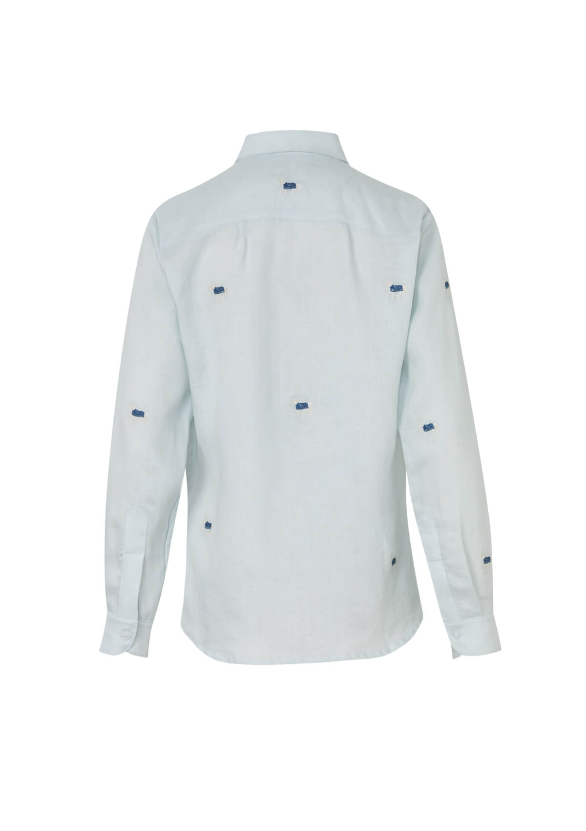 Sundown Embroidered Horses Linen Shirt | Light Aqua