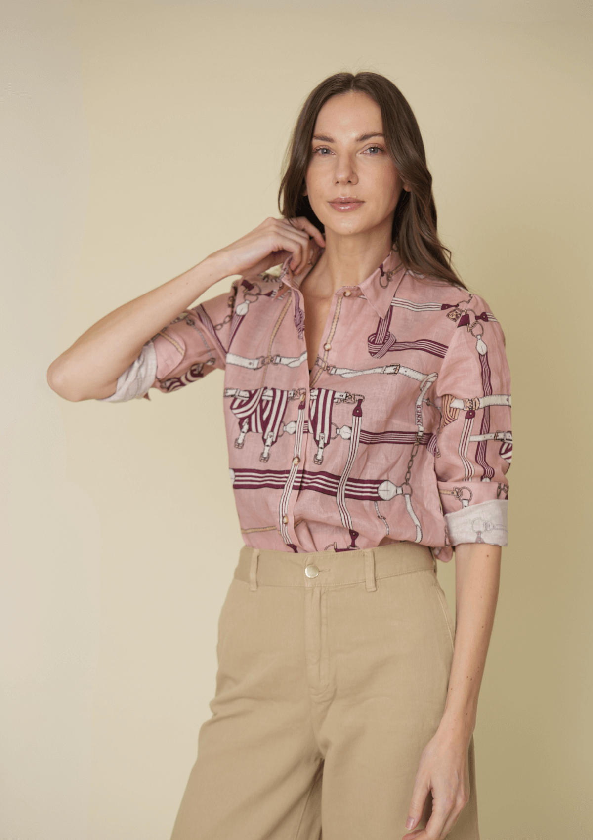 Basic Linen Shirt | Jubilea Print | Rose Blush