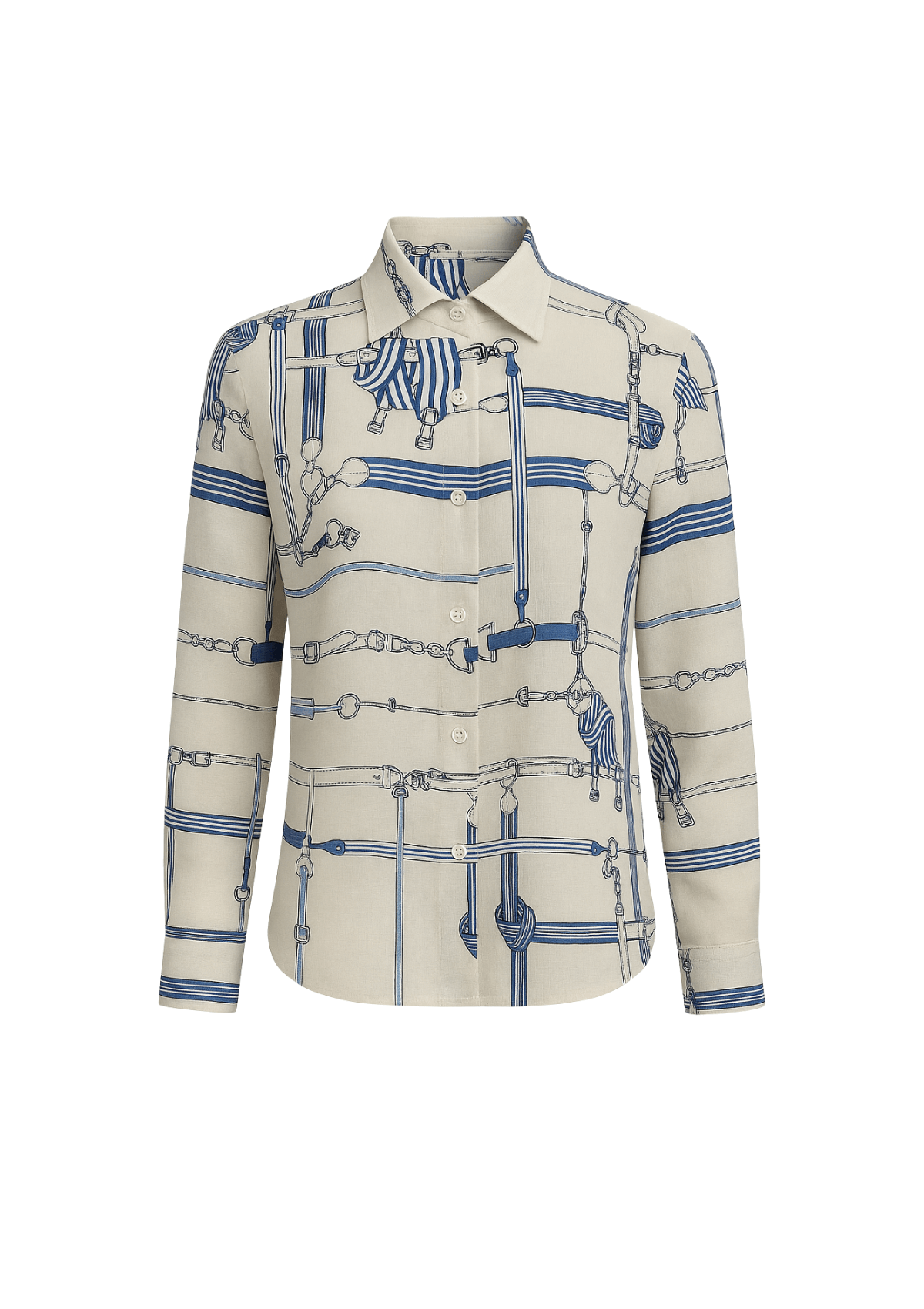 Basic Linen Shirt | Jubilea Print | Riviera Blue