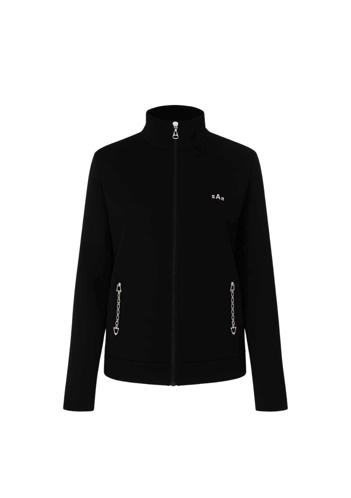 Ava Embroidered Zip Jacket | Black | Sample