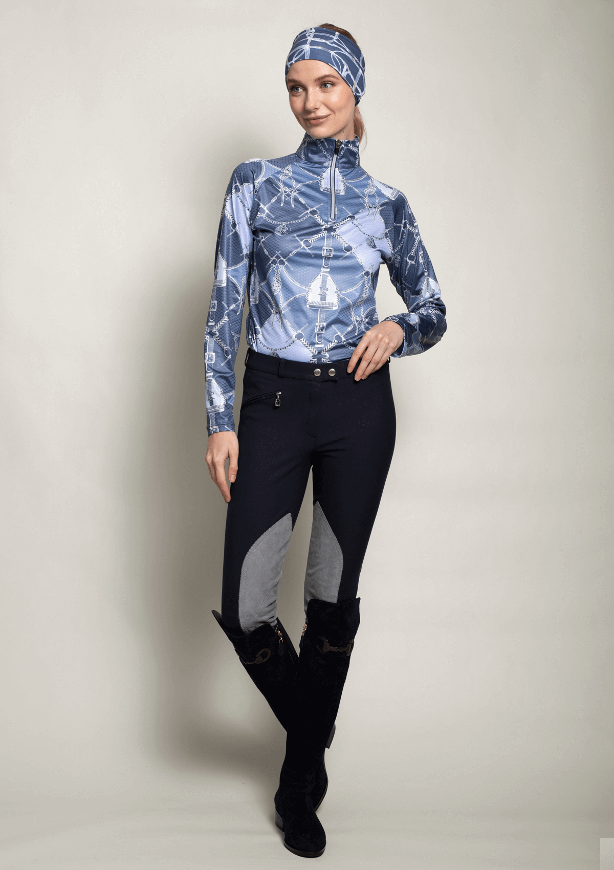 Bliss Quarter-Zip Extra Light | Long Sleeve | Morsetti Print | Blue