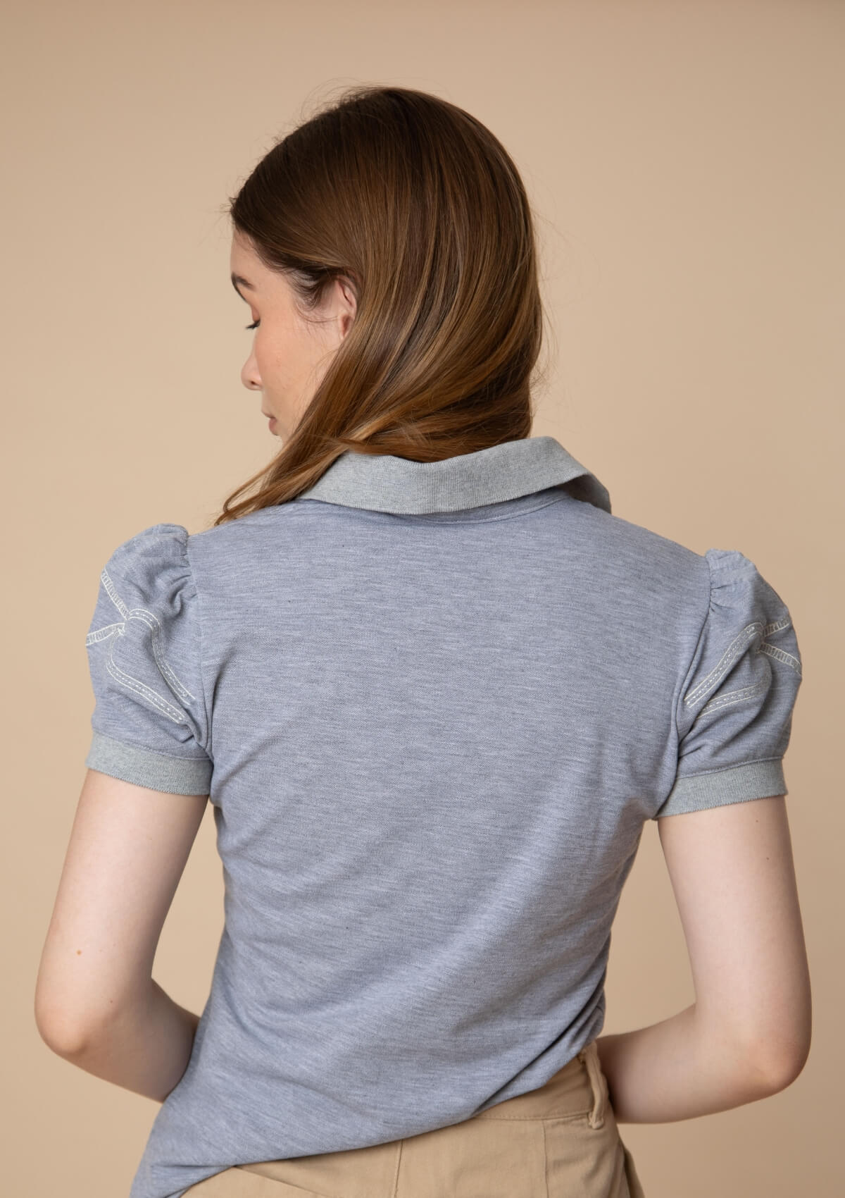 Elise Polo | Short Sleeves Embroidered | Grey