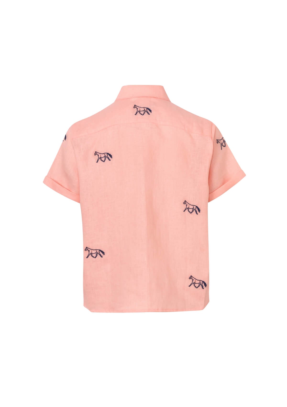 Embroidered Horse Linen Shirt | Coral
