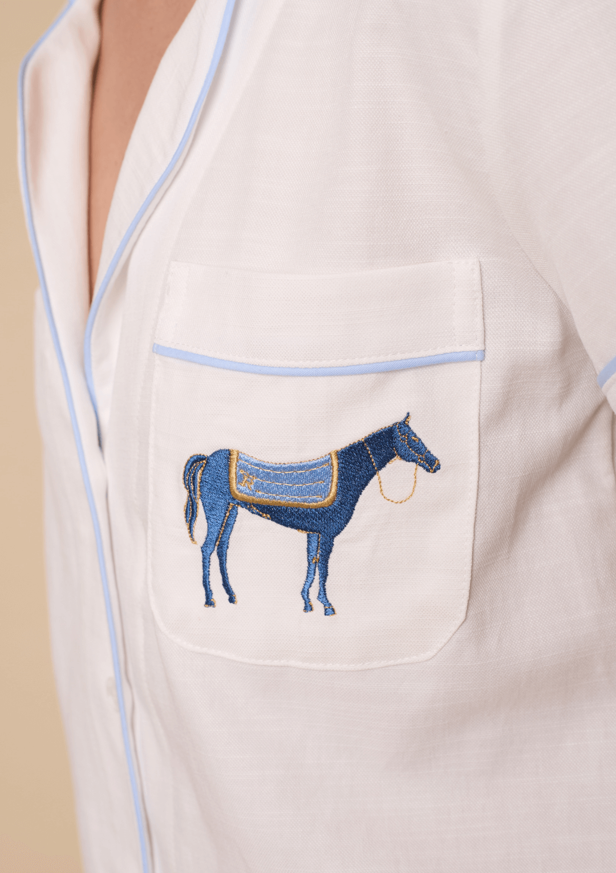 Hamptons PJ'S Set | Short Sleeve and Shorts | White & Blue
