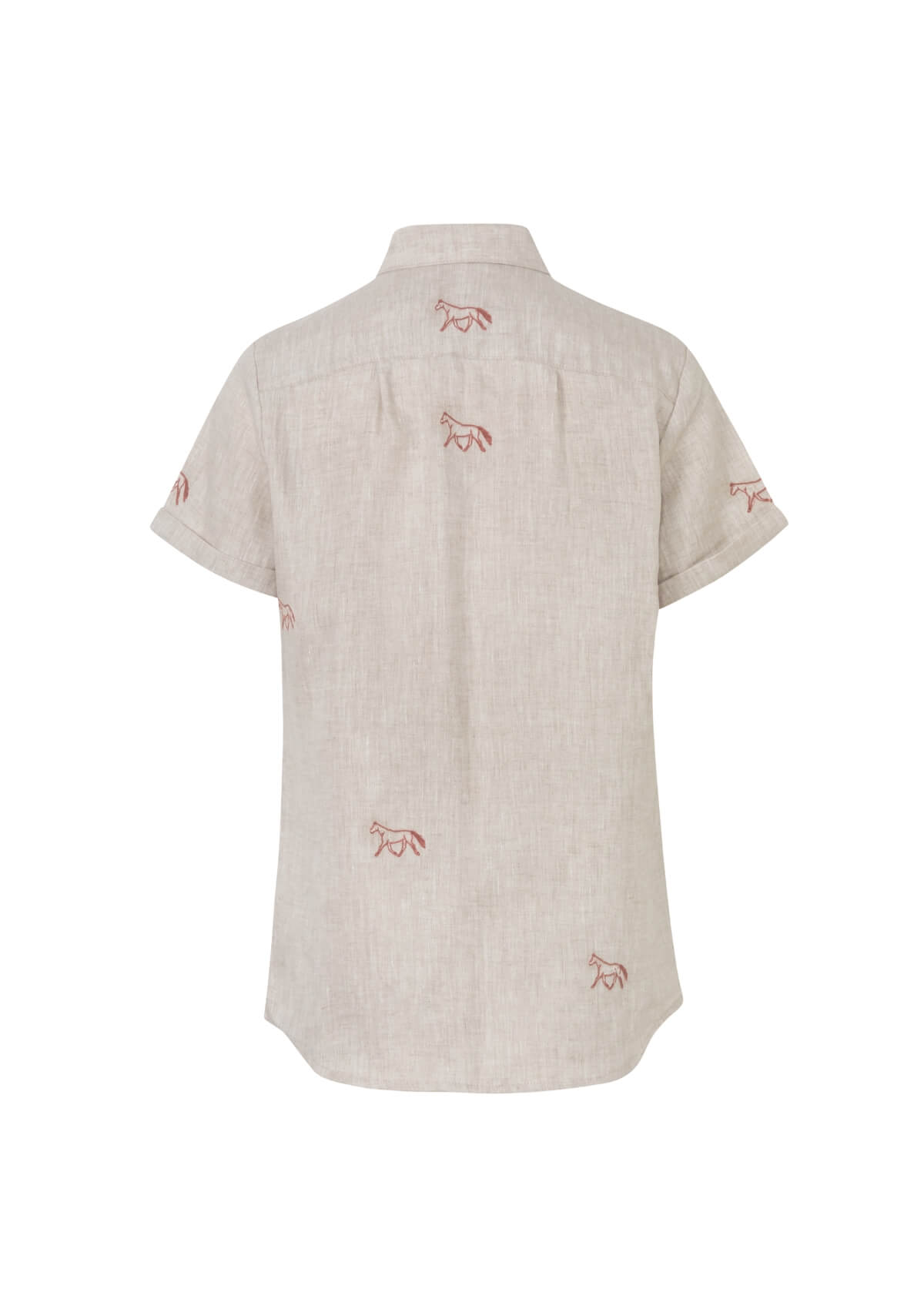 Embroidered Horse Linen Shirt | Beige