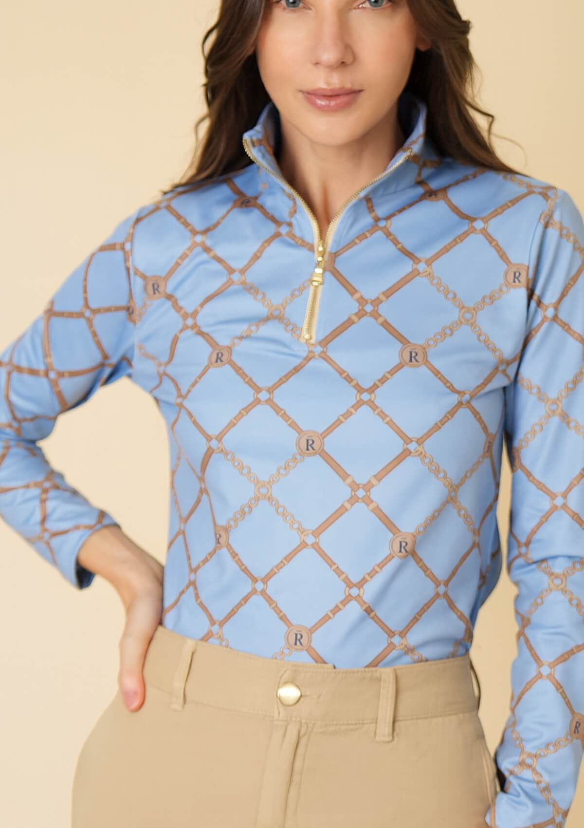 Harmony Q-Zip | Long Sleeve | Beltina Print | Powder Blue