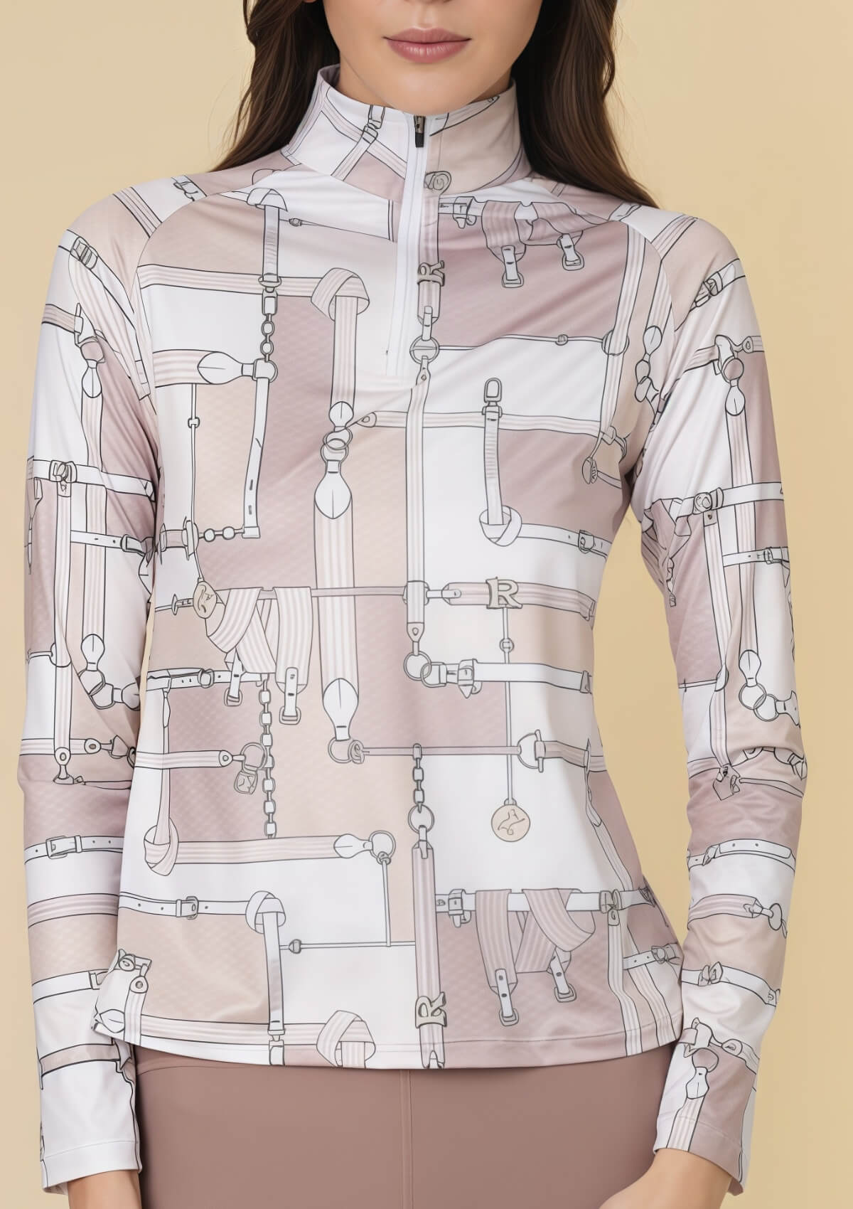 Bliss Q-Zip | Long Sleeve | Jubilea Print | Champagne