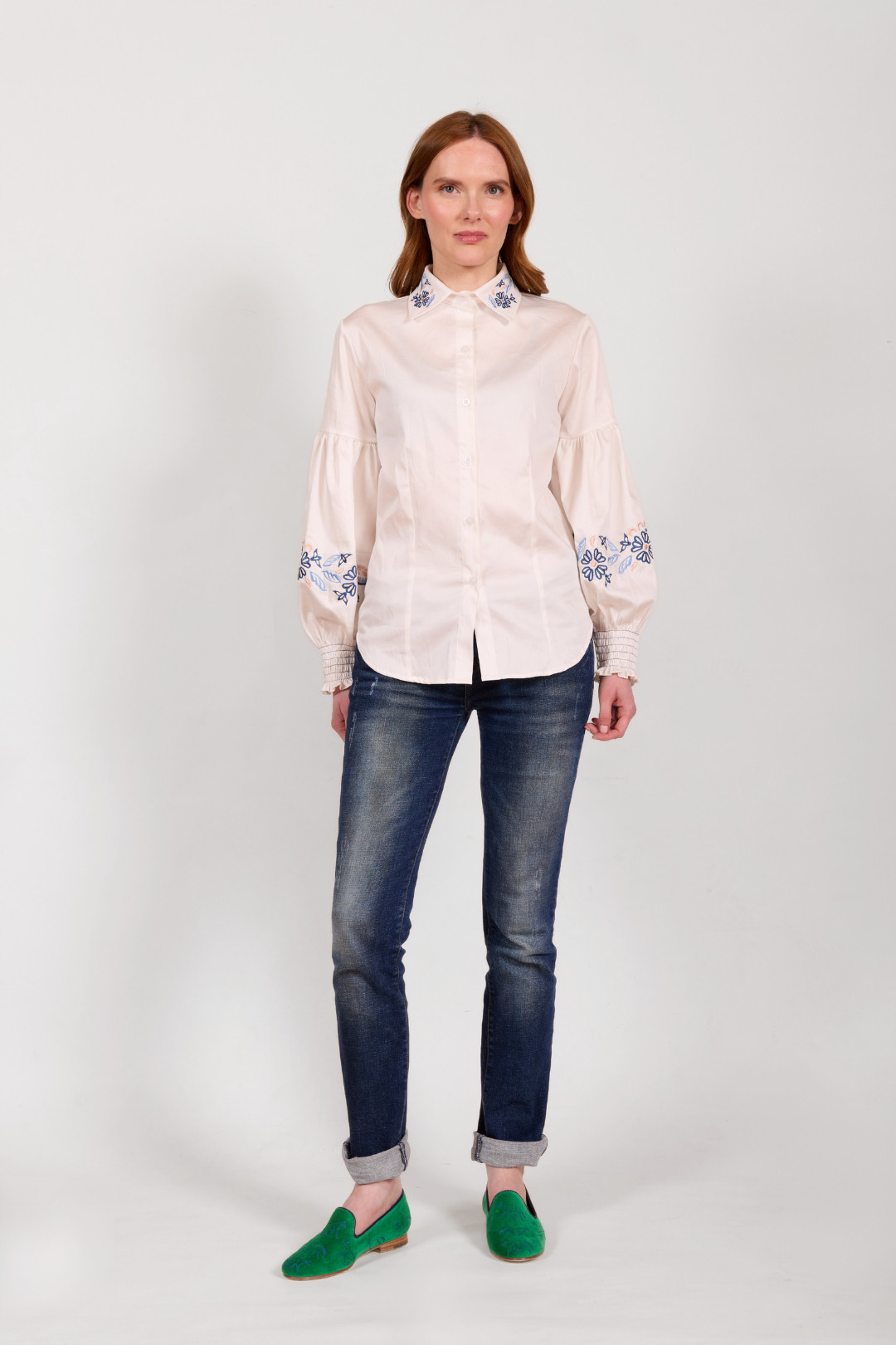 Annie Florale Shirt | White