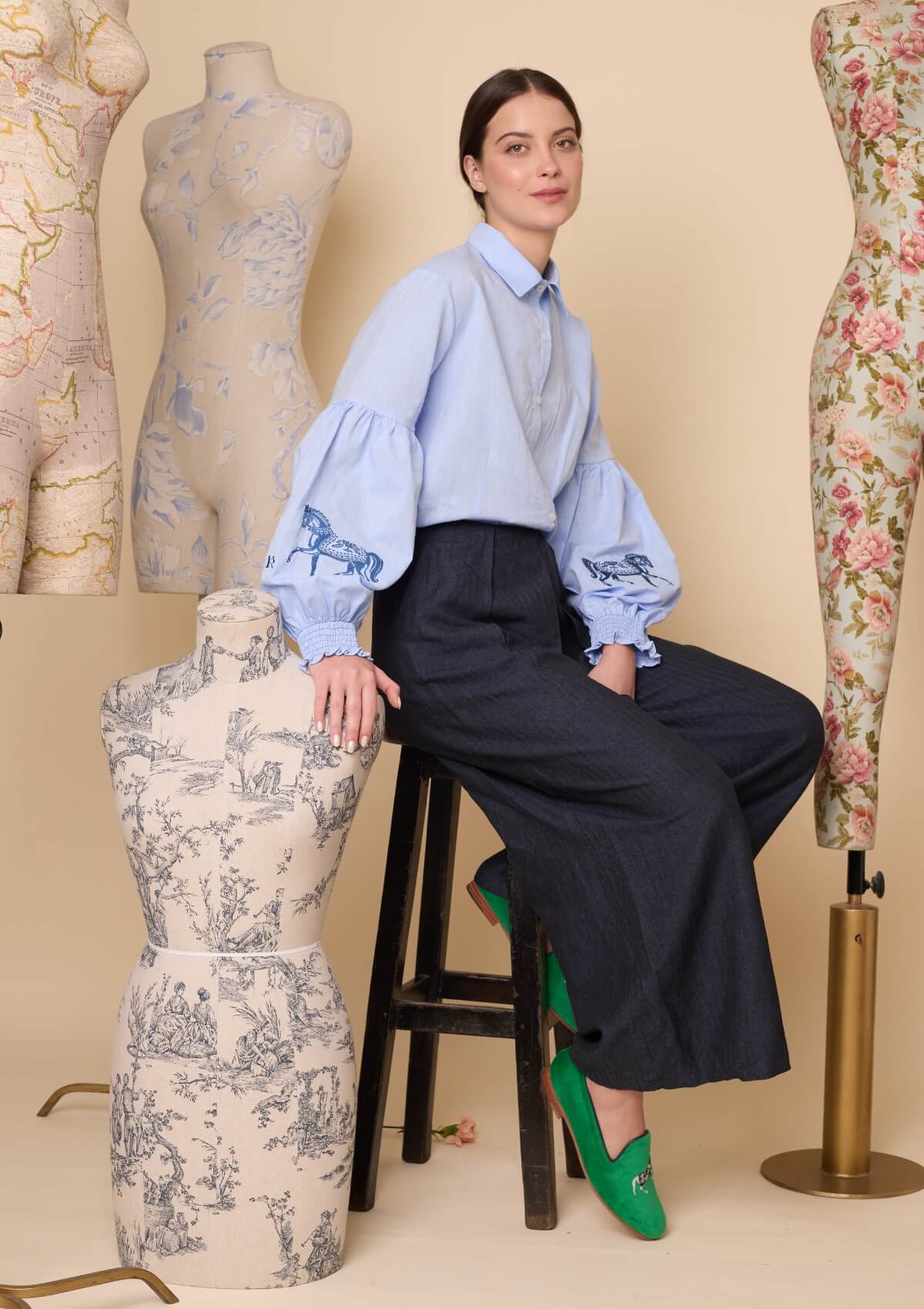 Annie Shirt Embroidered | Blue | Navy Horse