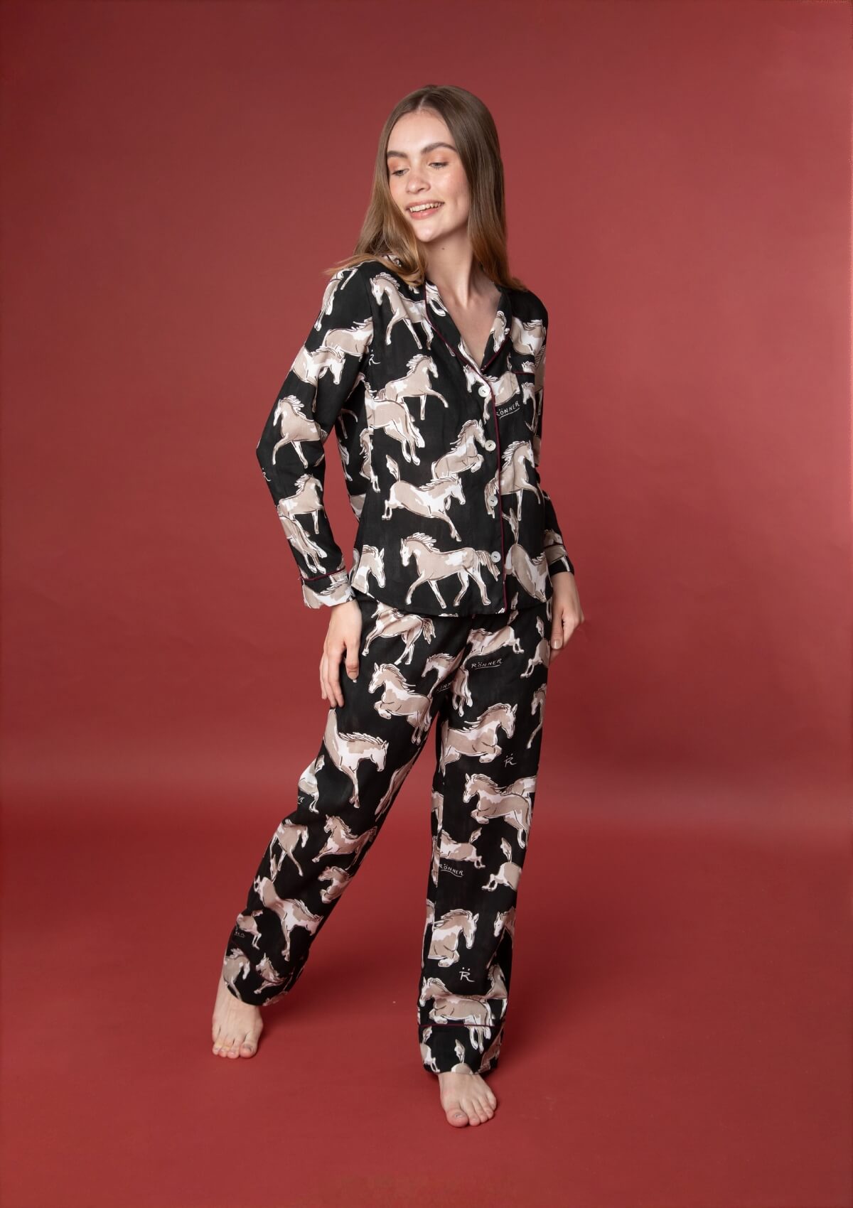 Rosabella PJ's Set | Long Sleeve | Volt Print | Black