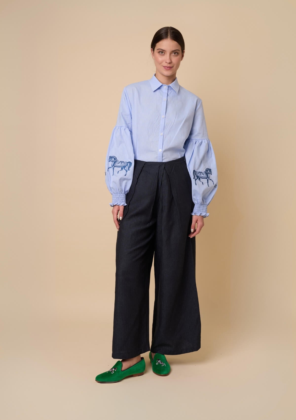Annie Shirt Embroidered | Blue | Navy Horse