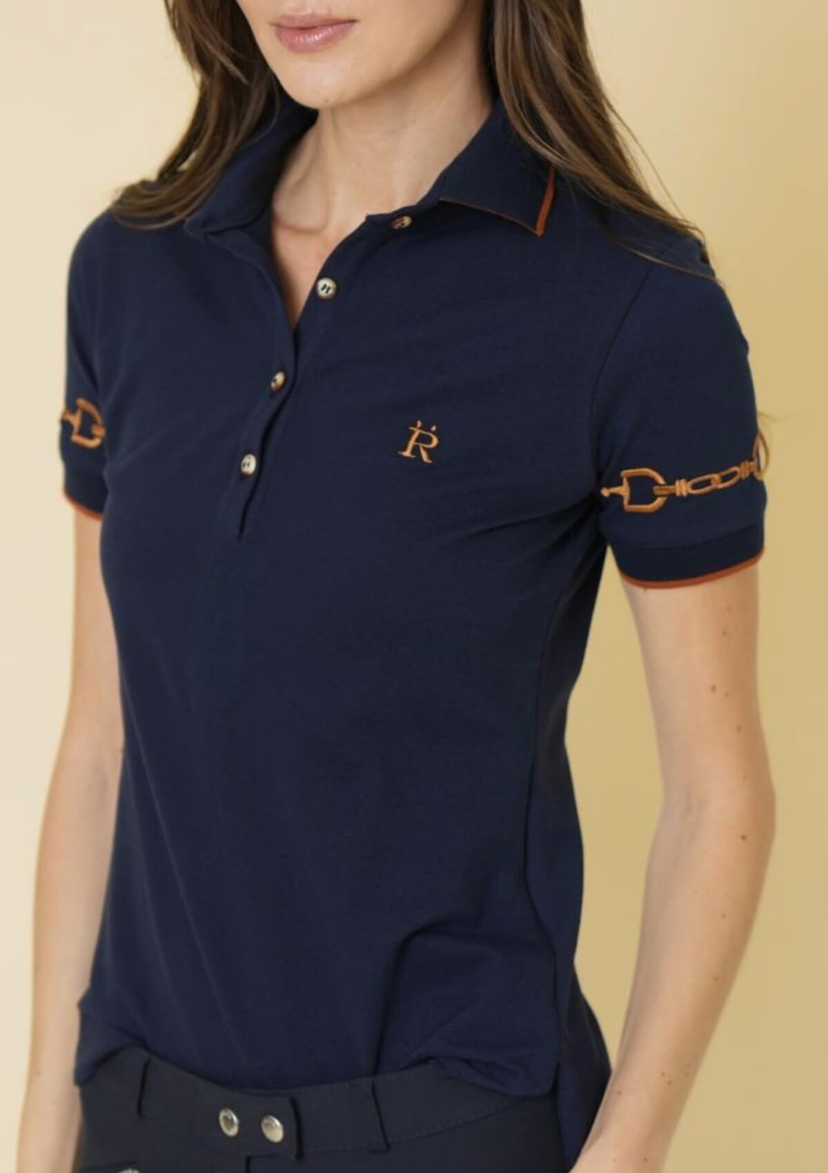 The Equestrian Polo-Shirt | Short Sleeve | Navy with Cognac