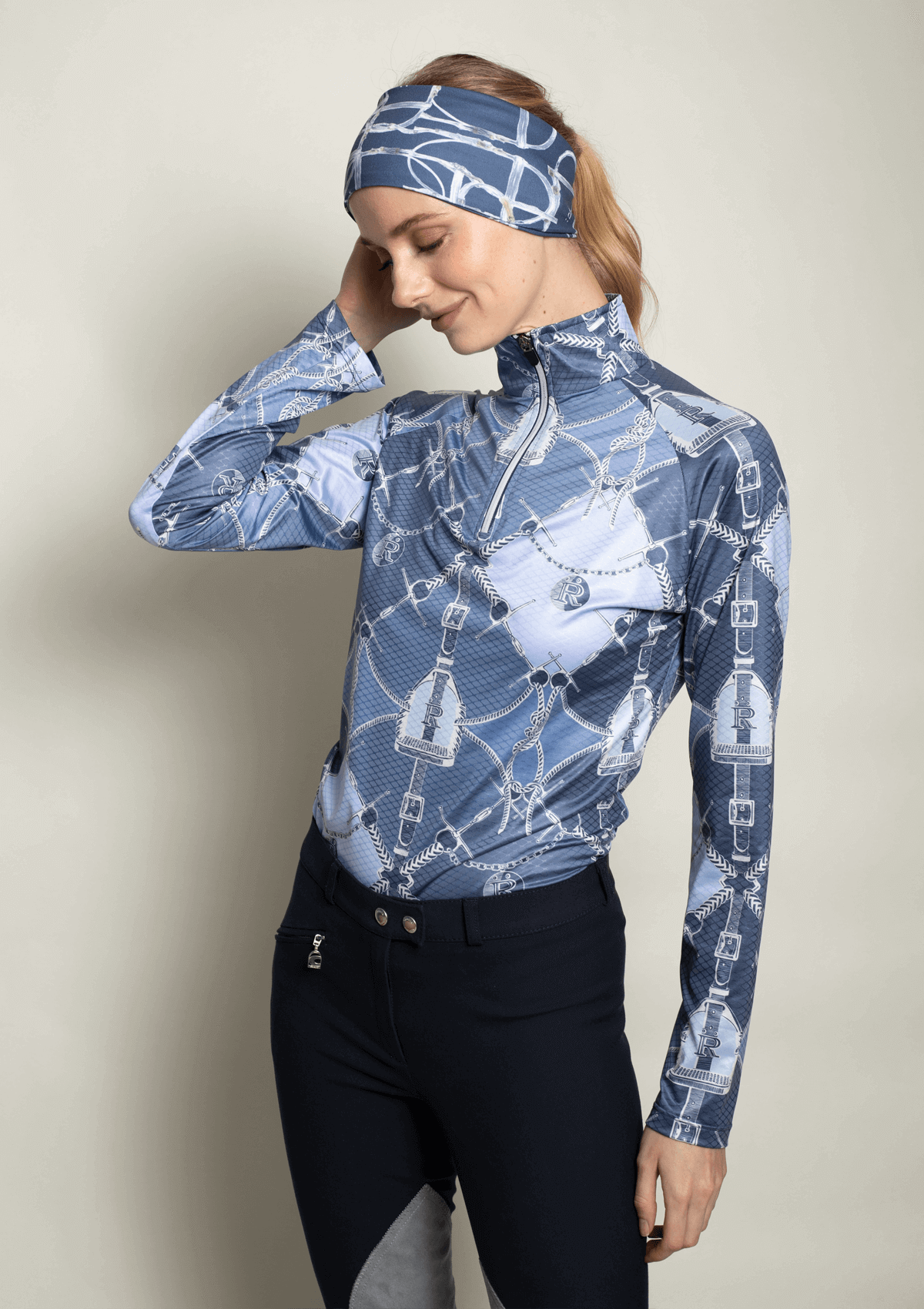 Bliss Quarter-Zip Extra Light | Long Sleeve | Morsetti Print | Blue