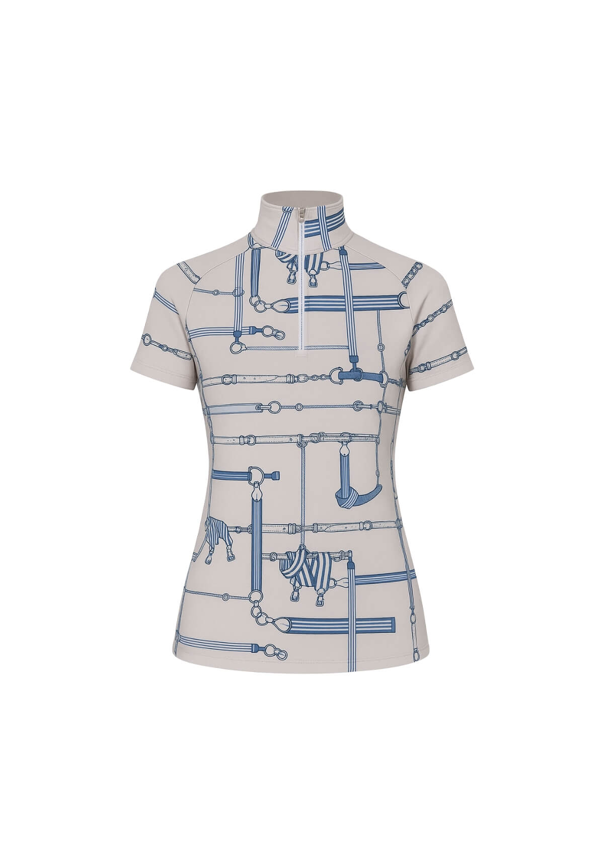 Bliss Quarter Zip - Extra Light | Short Sleeve | Jubilea Print | Riviera Blue