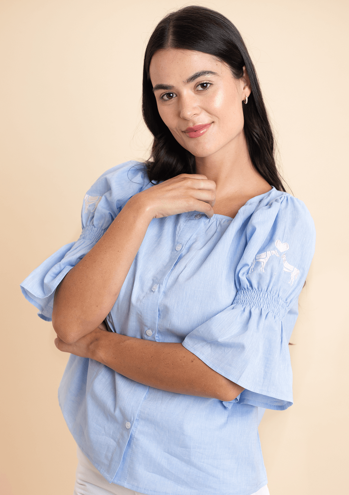 Anna Shirt Embroidered | Blue