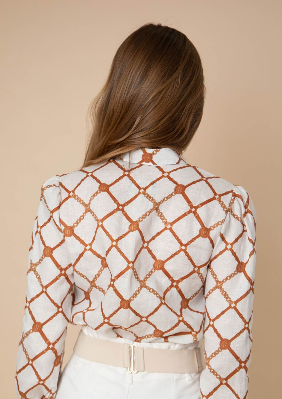 Serena Linen Shirt | Beltina Print | Terracotta