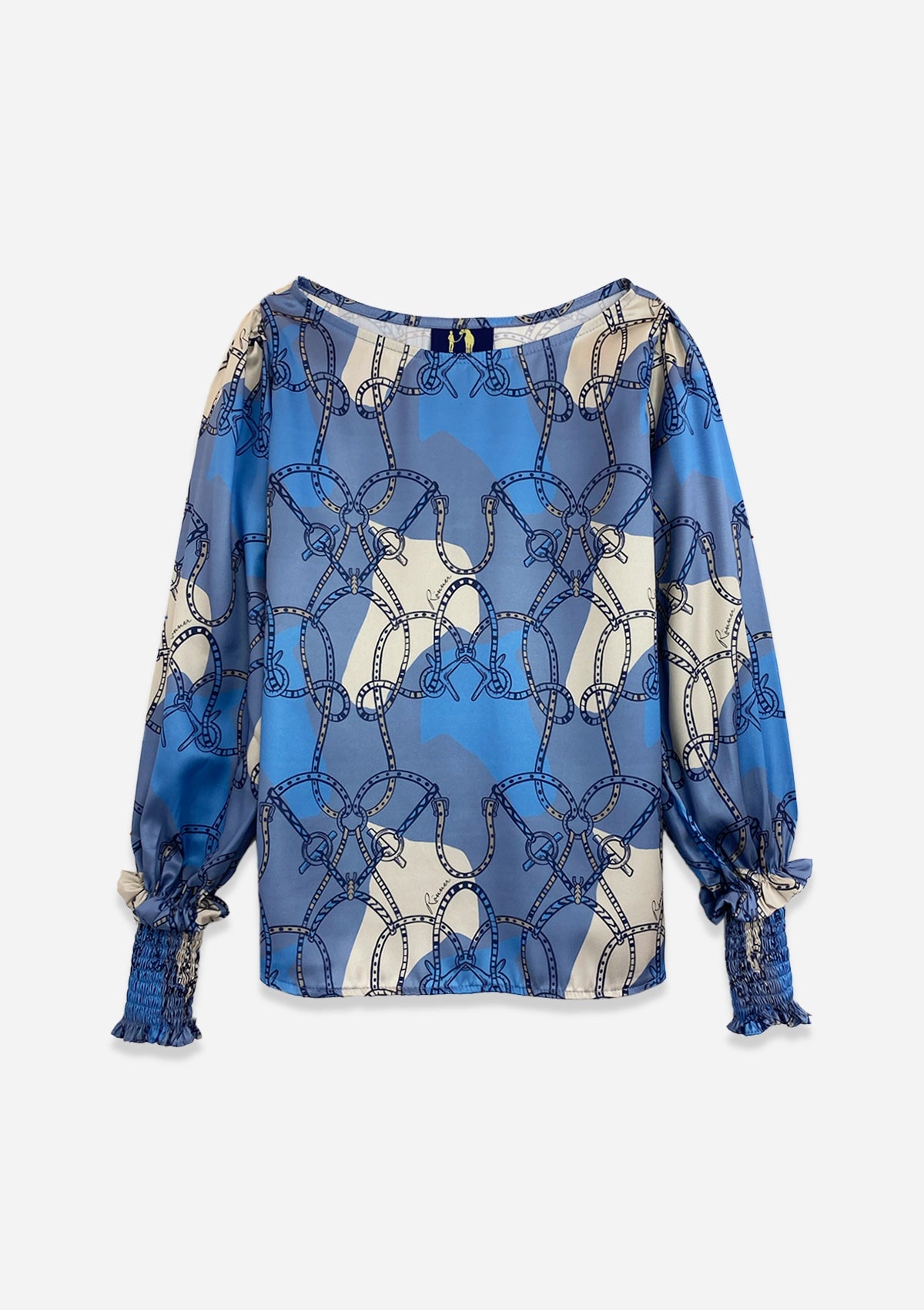 Abigail Blouse | Saddlery Print | Blue & Beige - Rönner