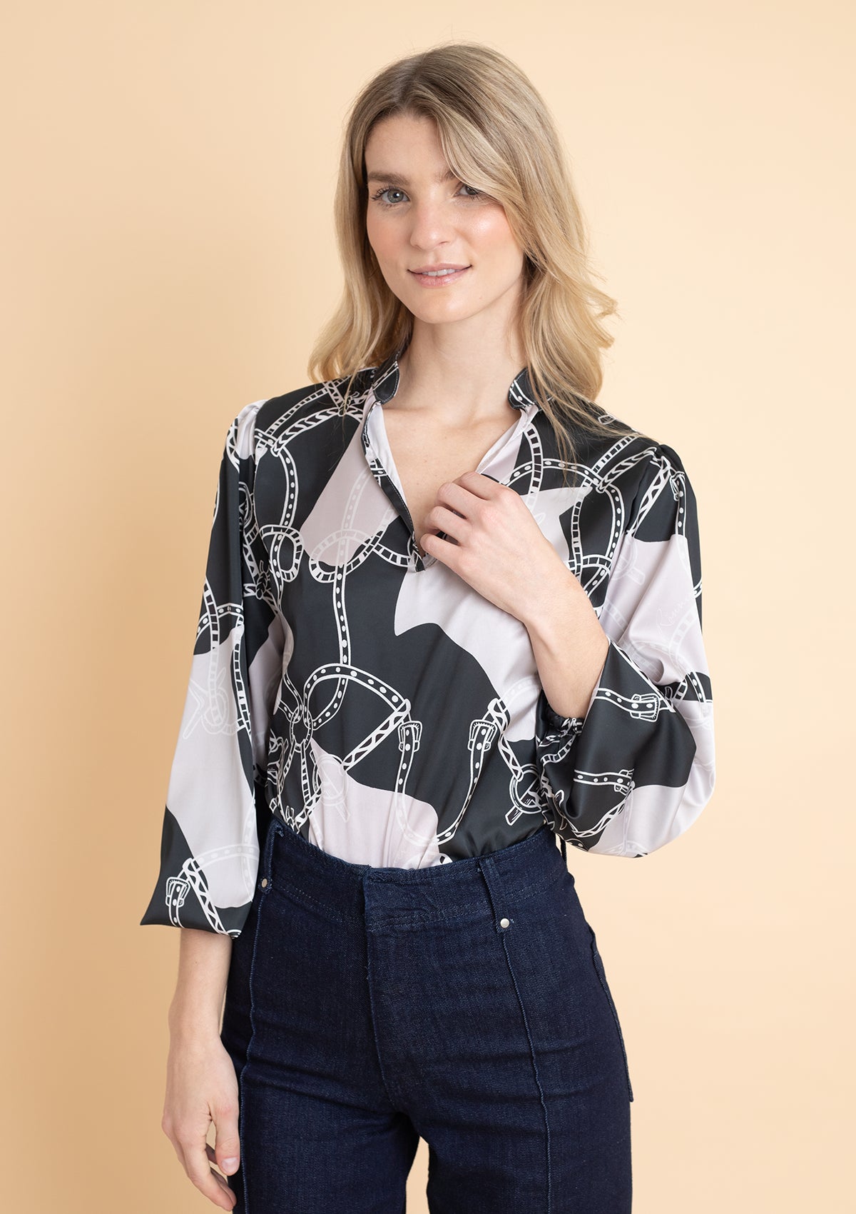 Aurora Blouse | Saddlery Print | Noirtaupe