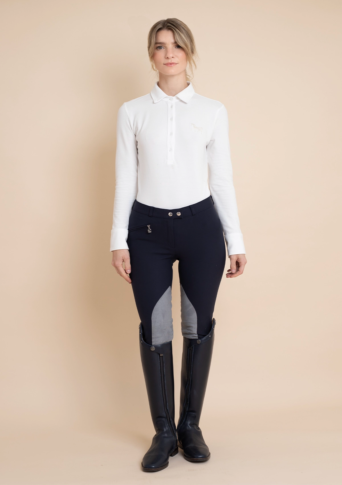 Lucia Cotton Polo-Shirt Long Sleeve | White