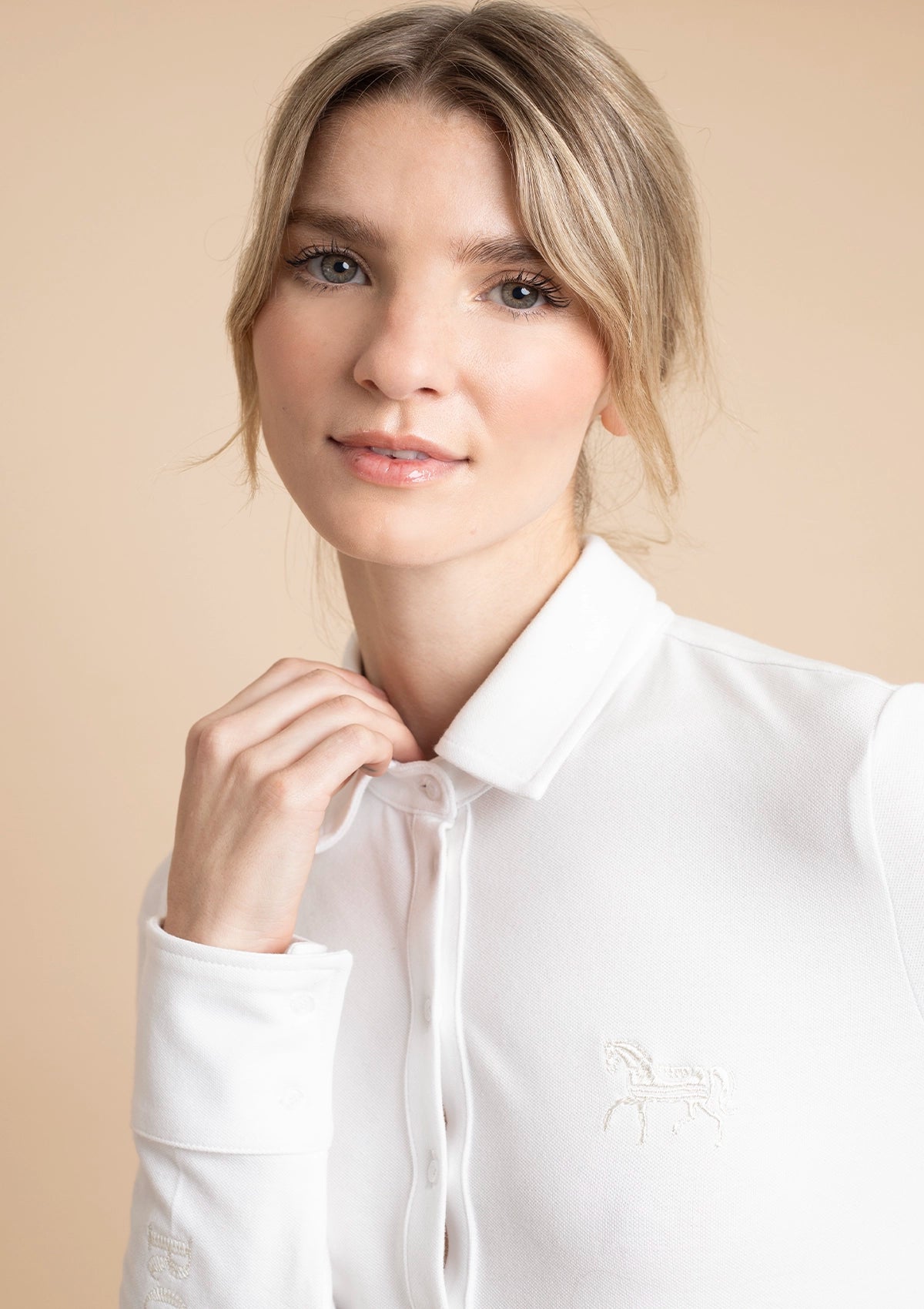 Lucia Cotton Polo-Shirt Long Sleeve | White