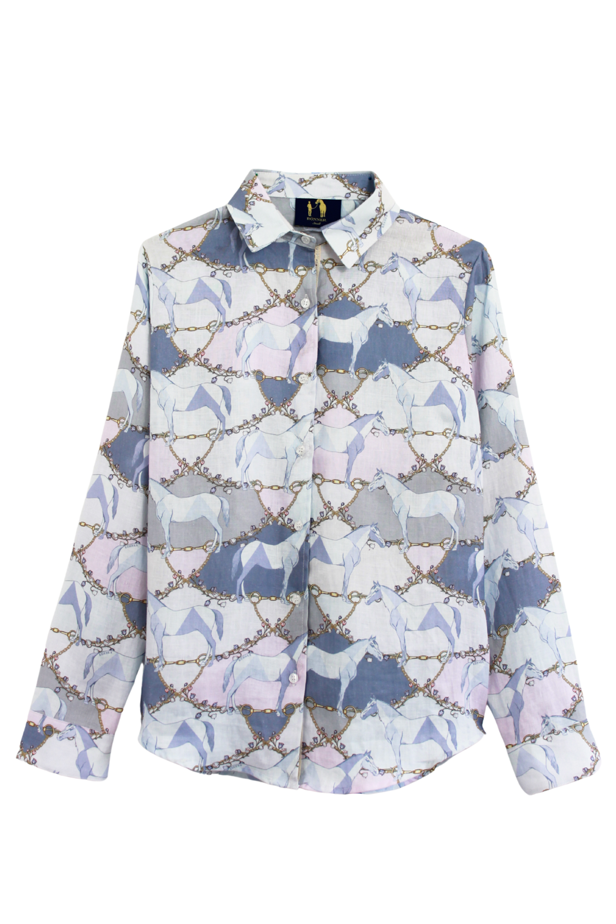 Basic Linen Shirt | Geo Horses | Pastel