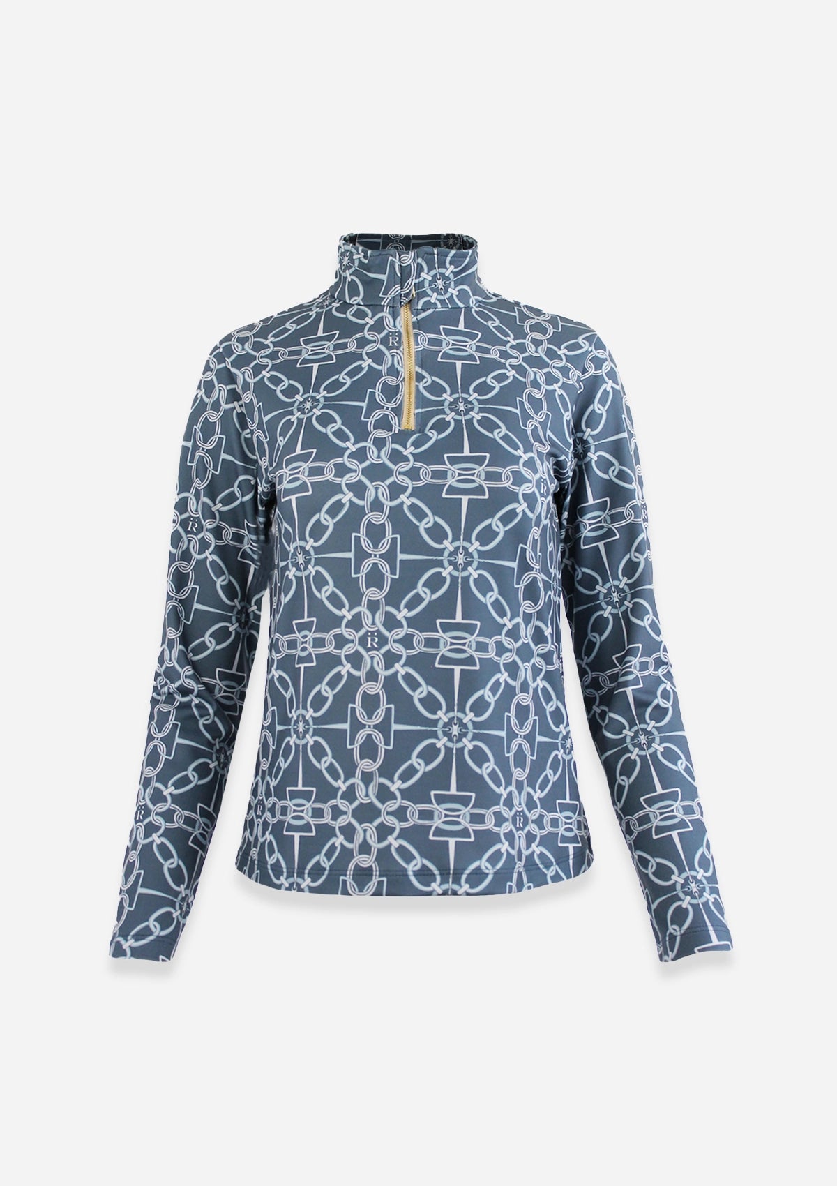 Bliss Quarter Zip Chainlink Print | Long Sleeve | Navy