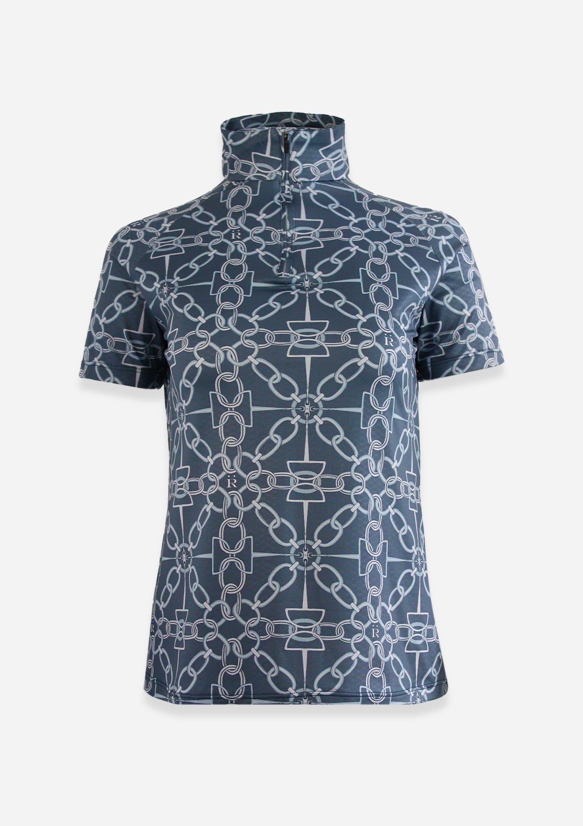 Bliss Quarter Zip Chainlink Print | Short Sleeve | Navy