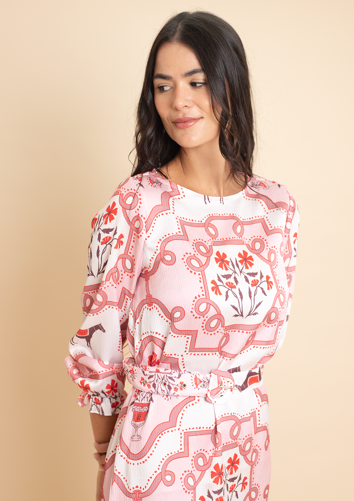 Caravelle Tunic-Dress |  Veranda Print | Coral Blush