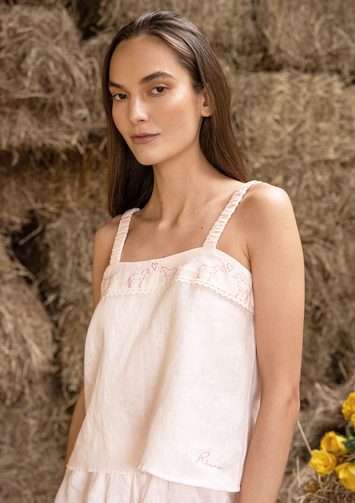 Equest Linen Pajama Set | Shell Pink | Equestrian Sleepwear Collection - Rönner