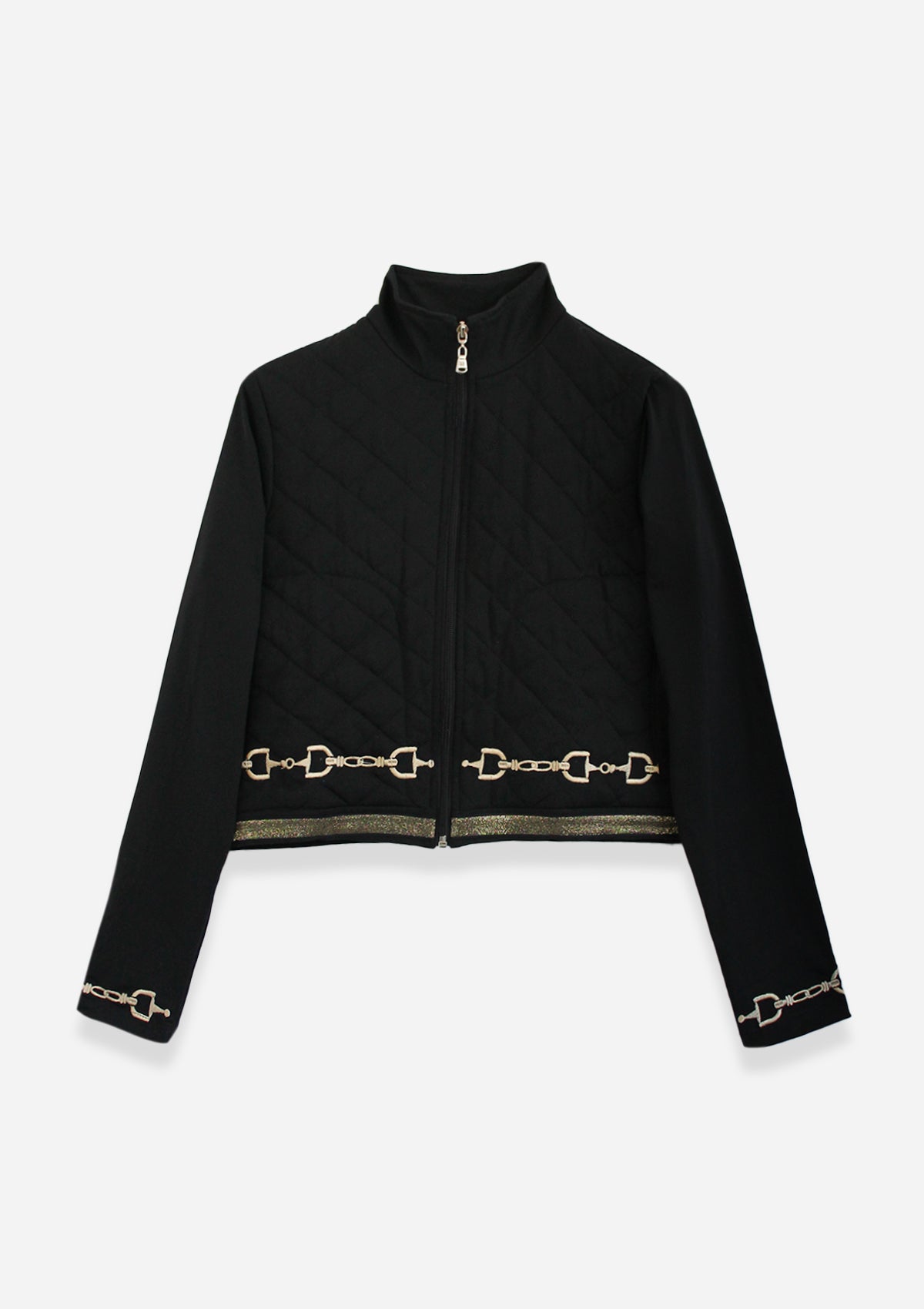 Ember Embroidered Cropped Zip Jacket | Black