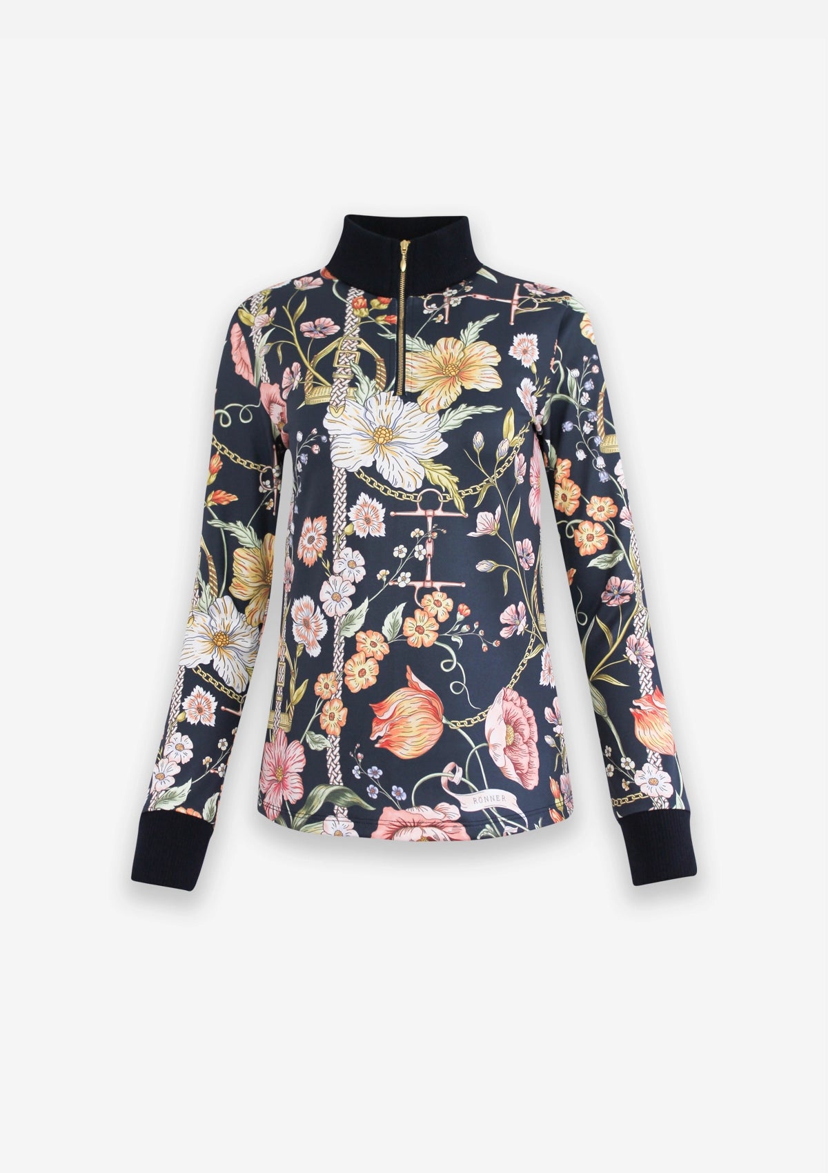 Emberly Quarter-Zip | Medium Weight Long Sleeve |  Botany Print | Nocturne