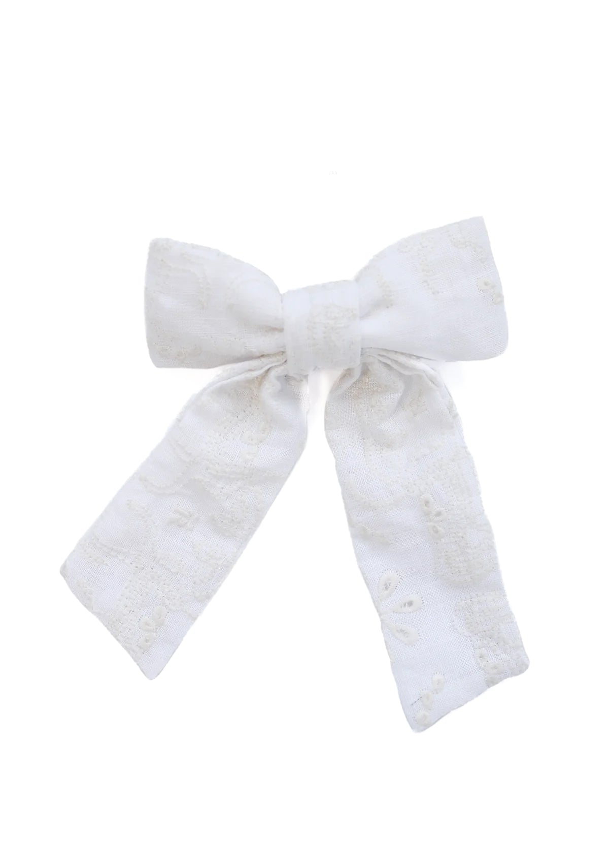 Embroidered Linen Bow Hair Tie | Cream