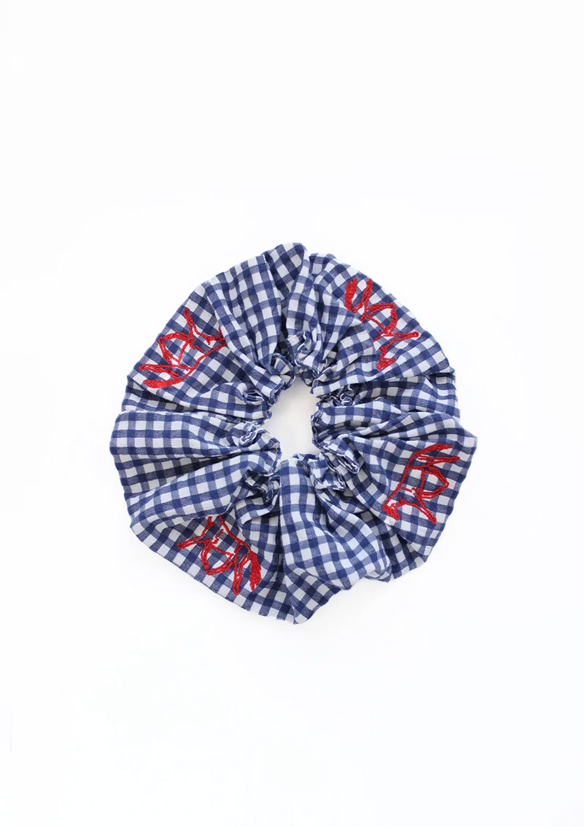 Embroidered Hair Scrunchie | Navy