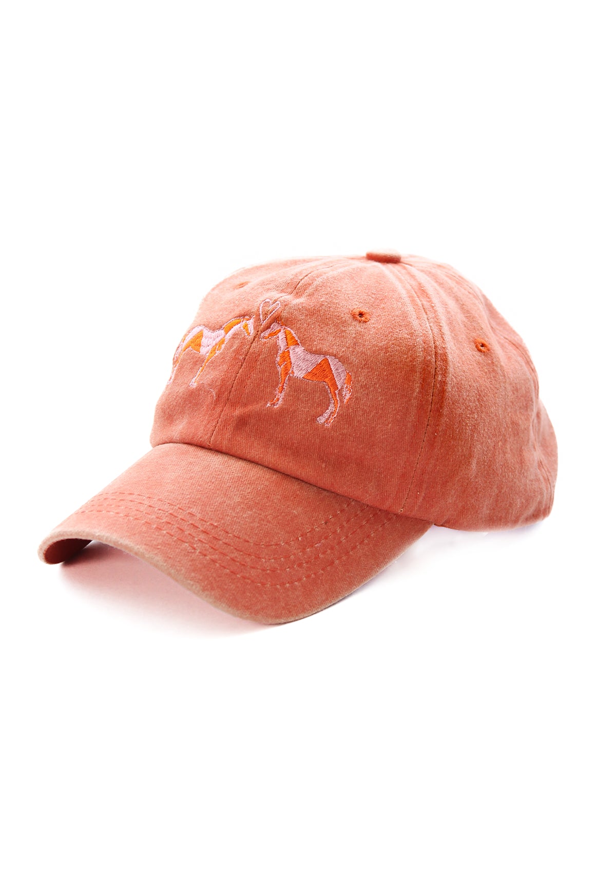 Equestrian Cotton Sporty Geo Horses Cap | Tangerine