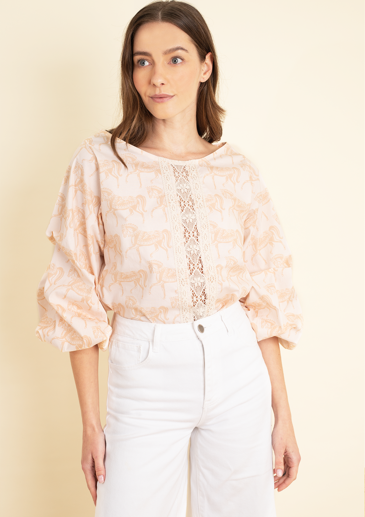 Evelyn Blouse | Blossomare Print | Neutral - Rönner