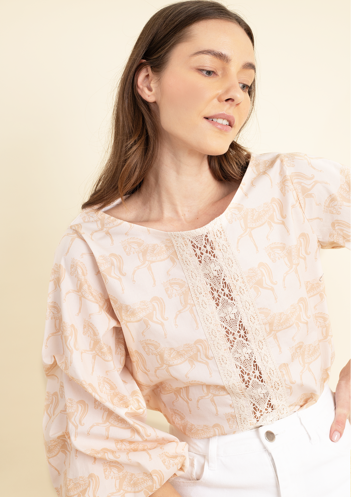 Evelyn Blouse | Blossomare Print | Neutral - Rönner