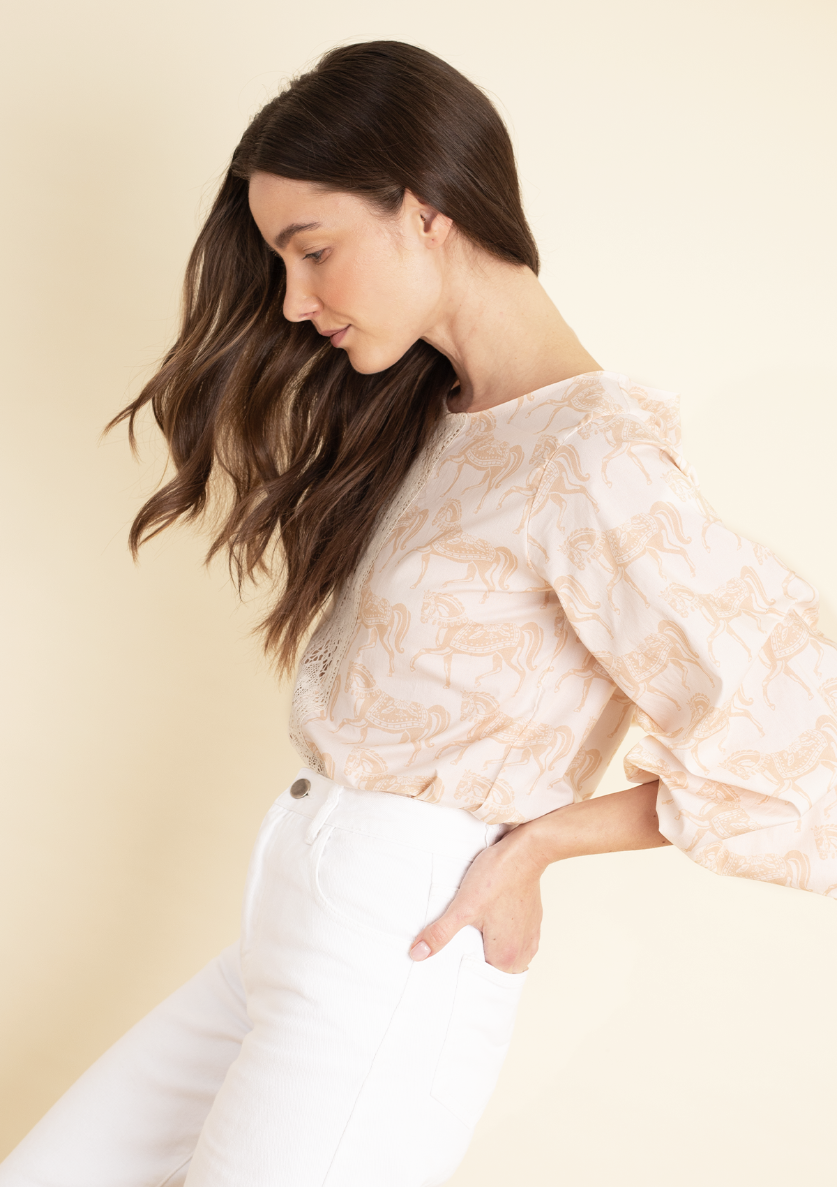 Evelyn Blouse | Blossomare Print | Neutral - Rönner