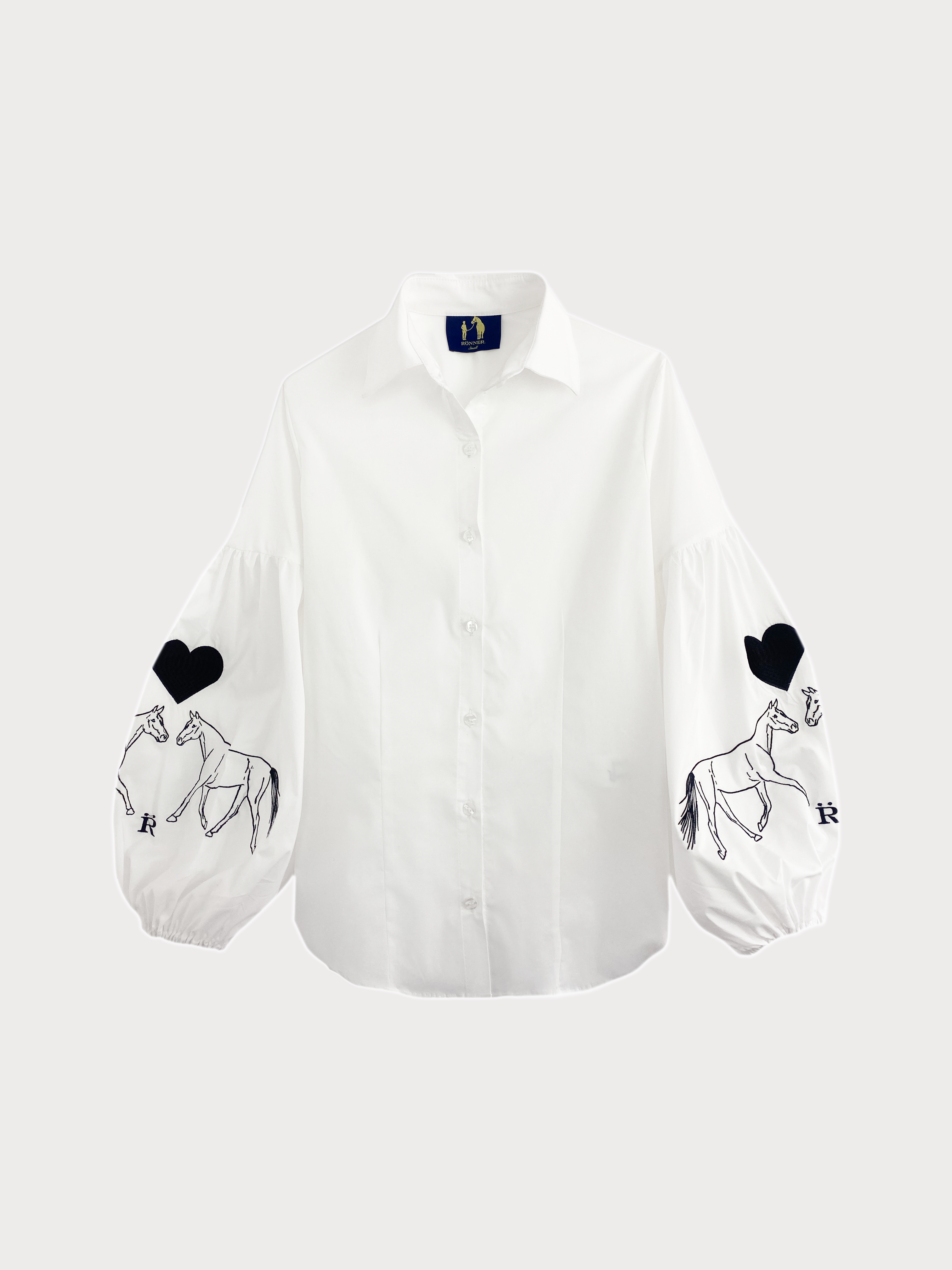 Annie Shirt Embroidered | White & Black - Rönner