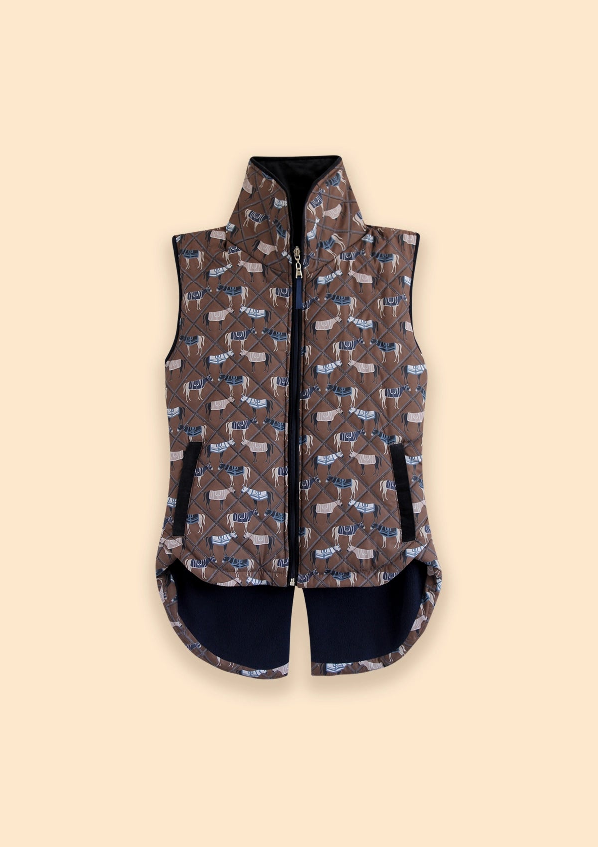 Florence Quilted Vest | Victory Print | Chestnut