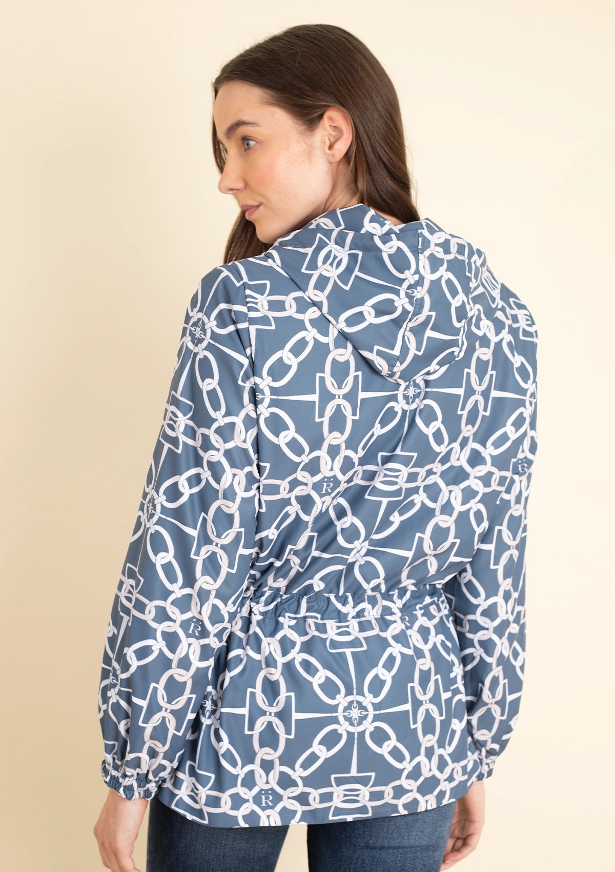 Georgina Windbreaker Chainlink Print | Navy - Rönner