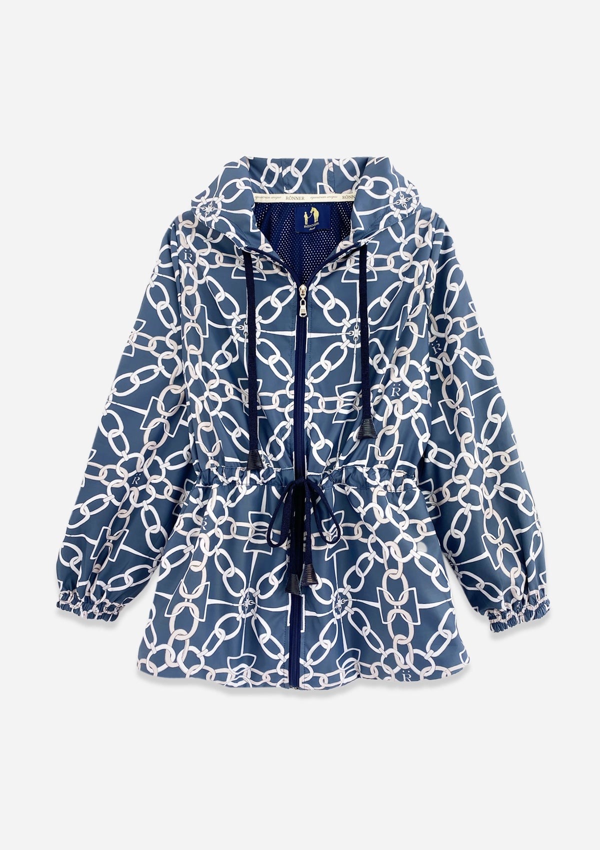 Georgina Windbreaker Chainlink Print | Navy - Rönner