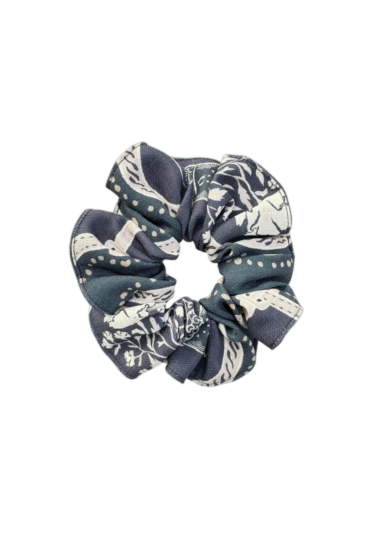Hair Scrunchie | Veranda Print | Grey